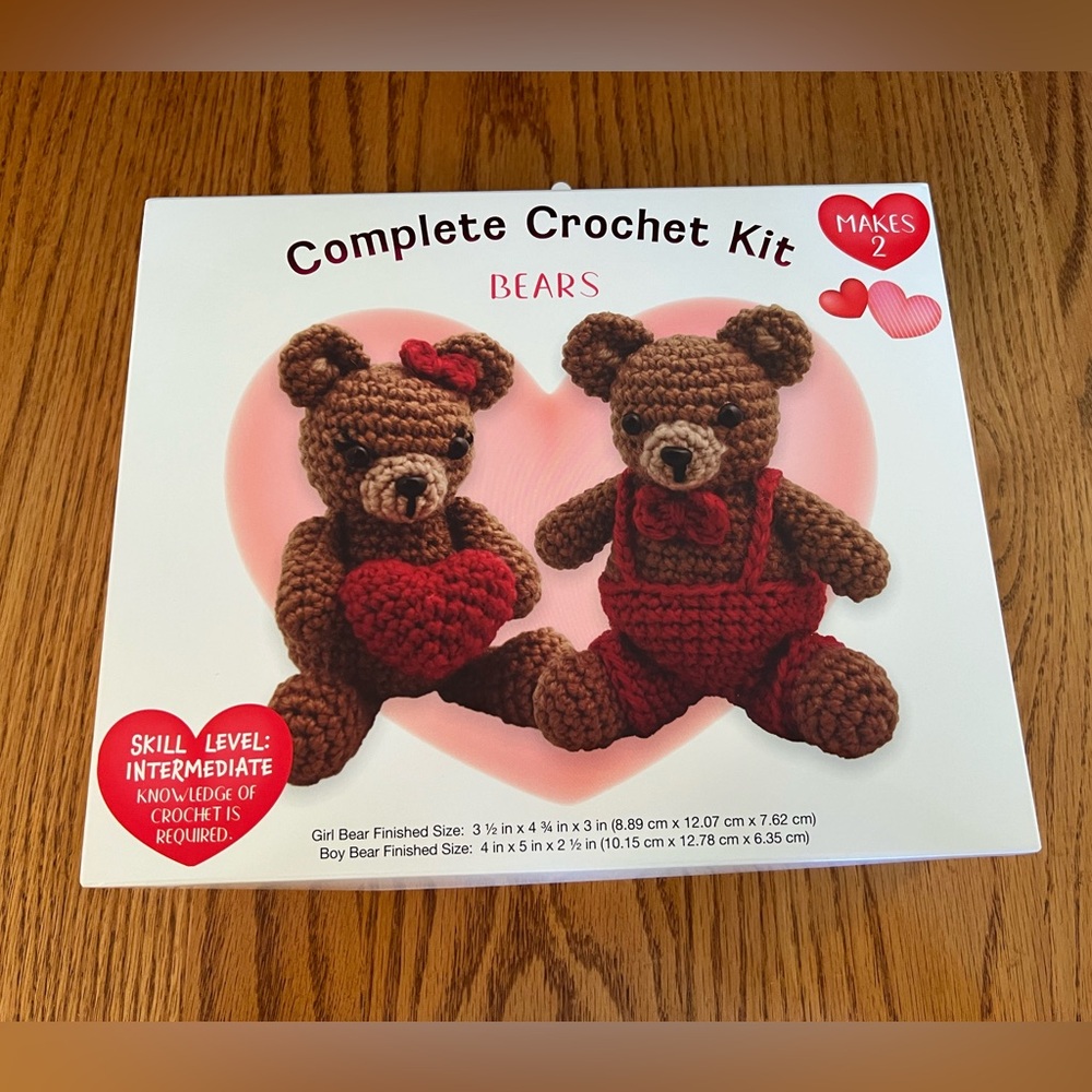 Two Brown Love Bears Complete Crochet Kit